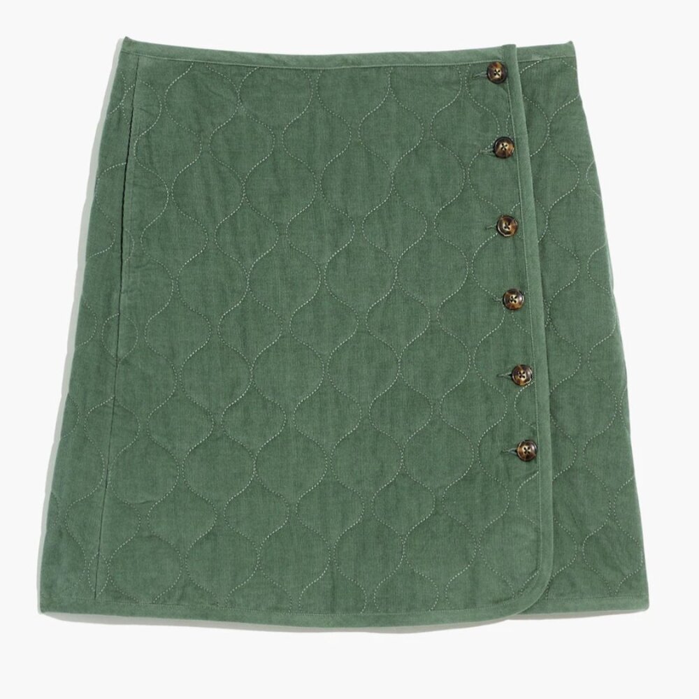 NWT Madewell 00 Corduroy Quilted Mini Skirt in Simply Sage